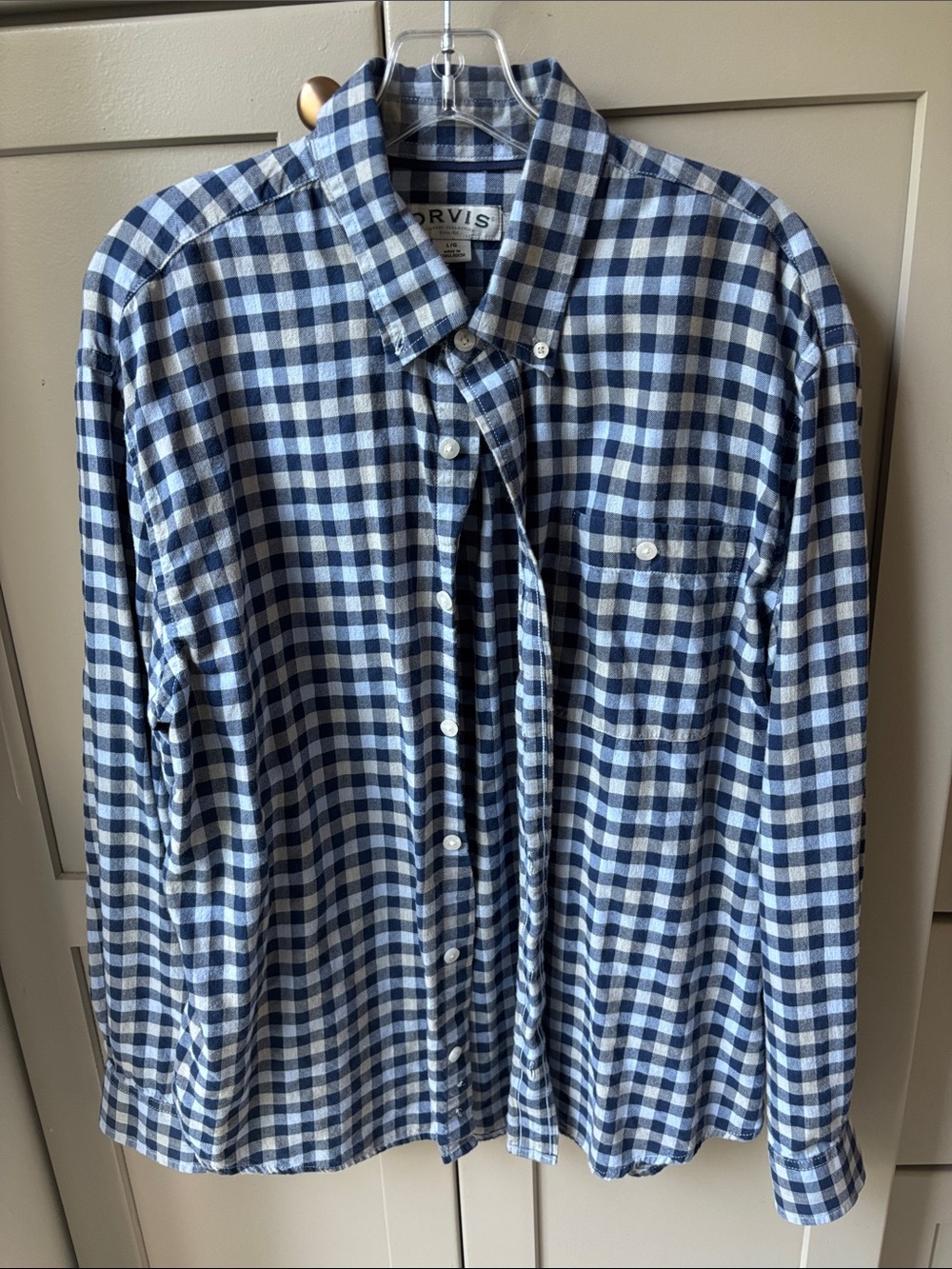Orvis Blue and White Gingham Button-Down Shirt